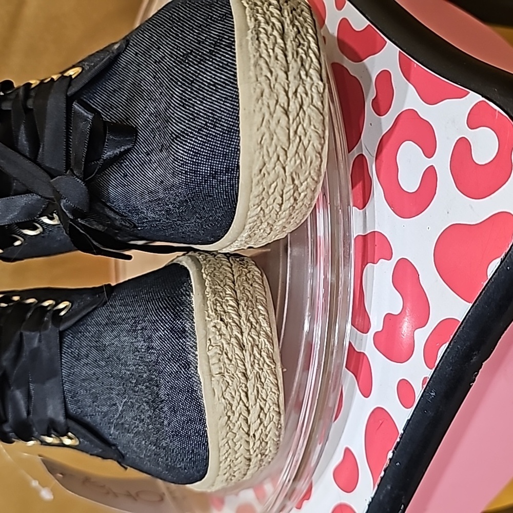 K BLACK Denim Lace Up Sneakers NWT Soho girls sz 7 casual tennis shoes kylie-2 - Picture 4 of 12